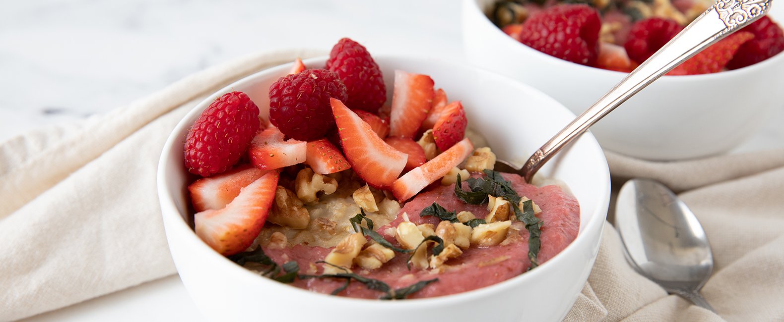 Basil Berry and Walnut Oatmeal