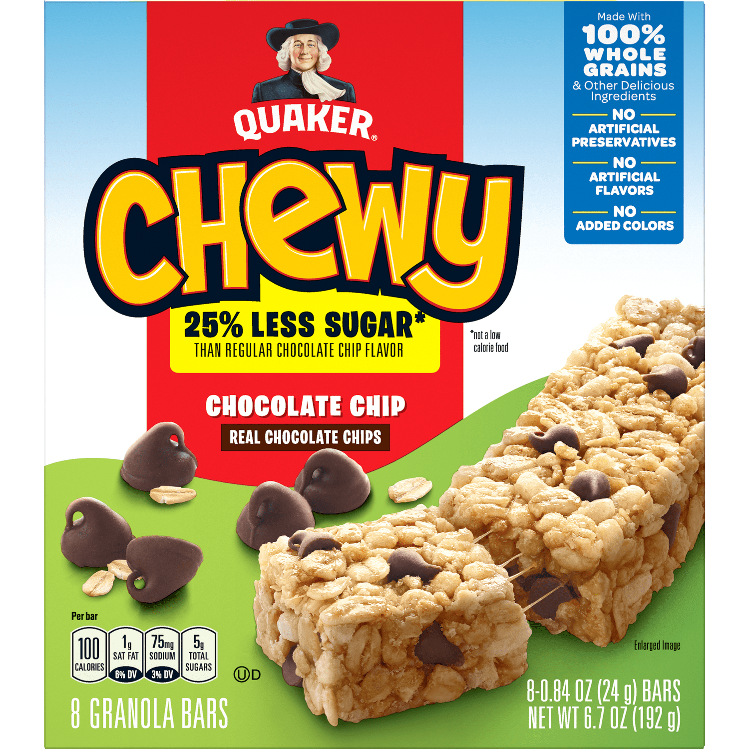 Quaker® 25% Less Sugar* Chewy Granola Bars - Chocolate Chip