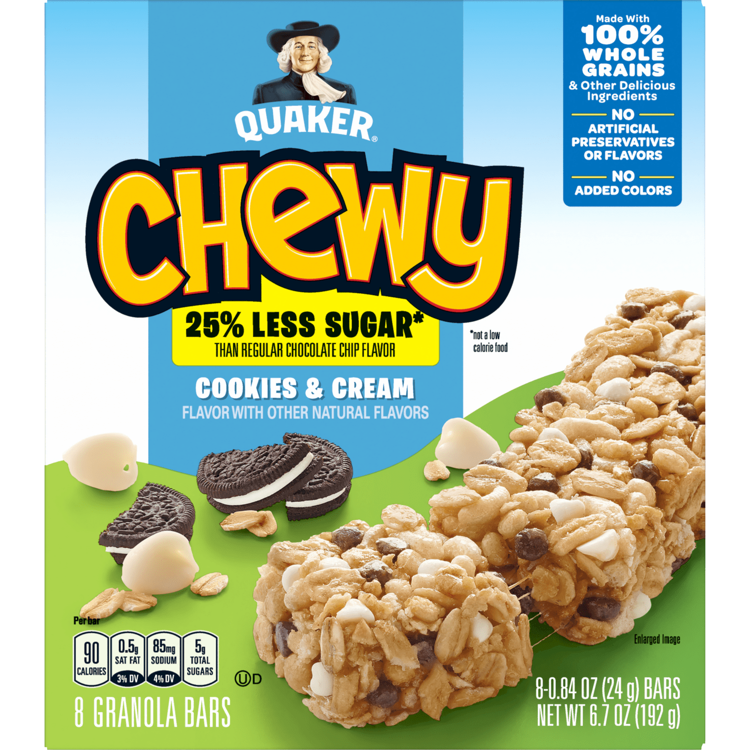 Quaker® 25% Less Sugar* Chewy Granola Bars - Cookies & Cream