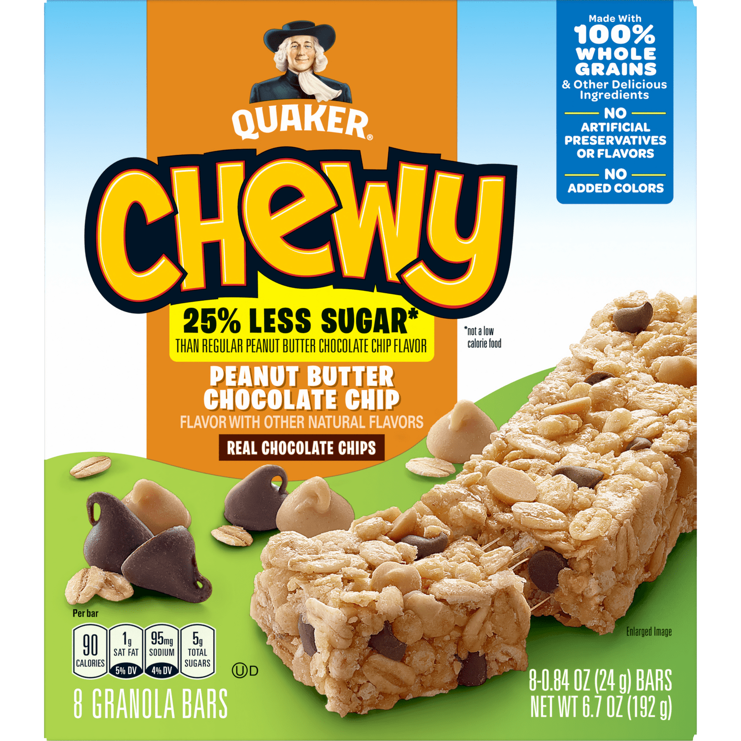 Quaker® 25% Less Sugar* Chewy Granola Bars - Peanut Butter Chocolate Chip