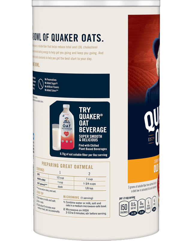 Quaker Instant Whole Oats: Fiber-Rich Goodness Avena Instantánea, 280 g /  9.88 oz