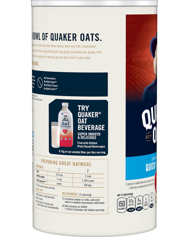  Quaker, Quick 1 Minute Whole Grain Oats, 42 Oz : Grocery &  Gourmet Food